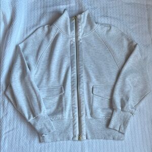 Varley Roxbury Ivory/Light Gray Zip-Up Jacket